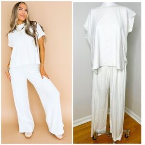 White knitted top and pants set - PRELOVED LARGE